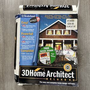 3D Home Architect Deluxe 4.0 Big Box Windows CD-ROM Users Guide Broderbund READ
